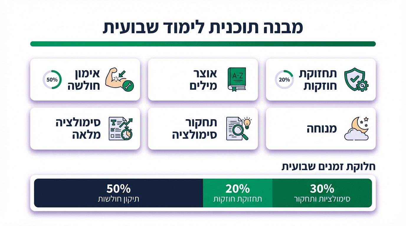תכנית לימוד לשיפור ציון פסיכומטרי – מדריך ויזואלי