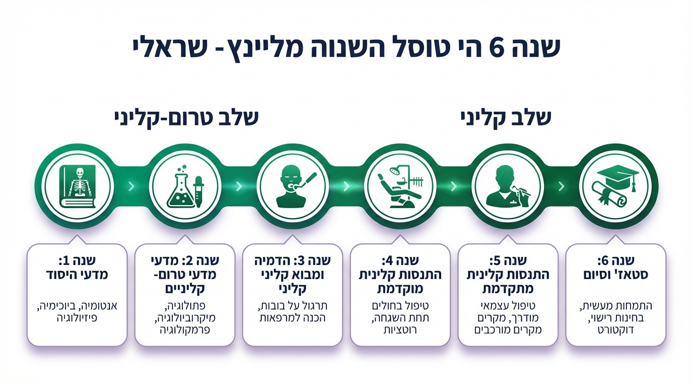תכנית לימודים ברפואת שיניים לפי שנים